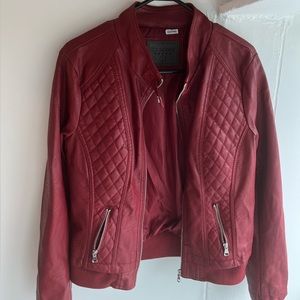 CI sono red leather jacket size L, freshly dry cleaned. Dark maroon .